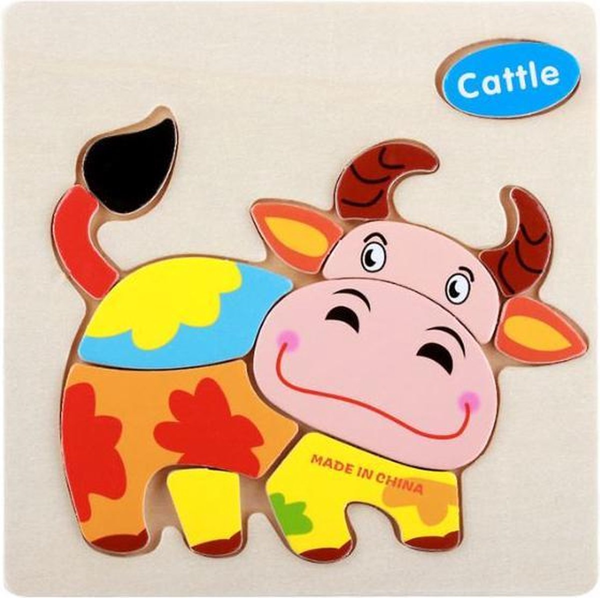 Baby speelgoed | Houten puzzel Koe Puzzel | Peuter puzzel | 11 delig